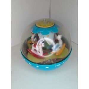 Vintage Fisher Price 1966 Roly Poly Chime Ball Number 165 Swans And Horses Teal